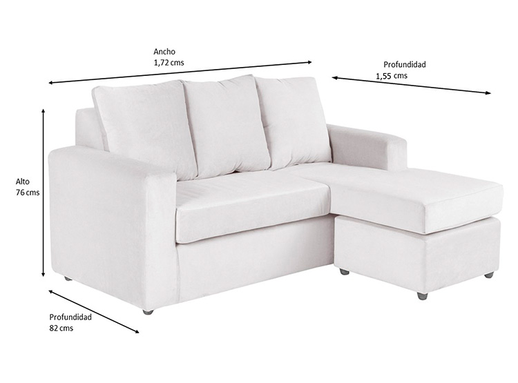 SET DE MUEBLES BODEVIR SOFÁ BI-L 3 CUERPOS + 2 POUFS - 7