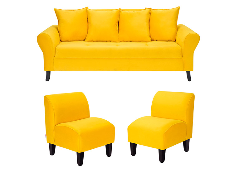SET DE MUEBLES BODEVIR SOFÁ LUA 3 CUERPOS + 2 POLTS