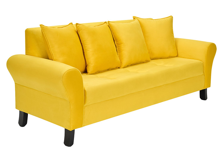 SET DE MUEBLES BODEVIR SOFÁ LUA 3 CUERPOS FELPA + 2 POUFS - 3