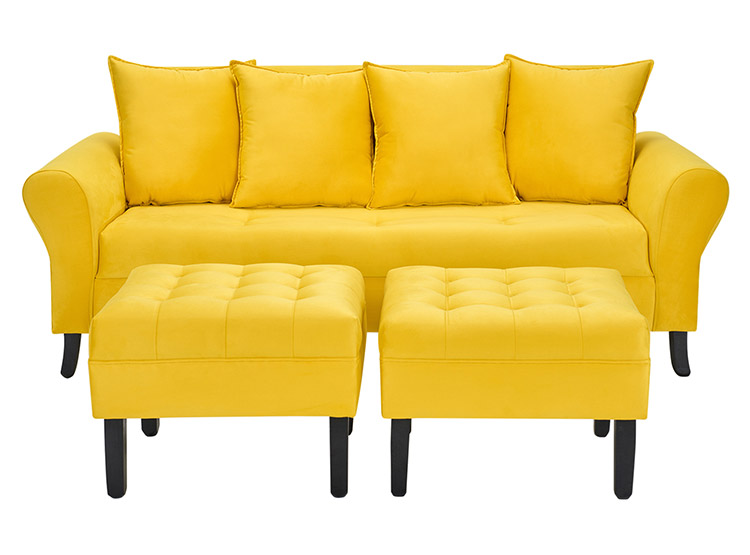 SET DE MUEBLES BODEVIR SOFÁ LUA 3 CUERPOS FELPA + 2 POUFS