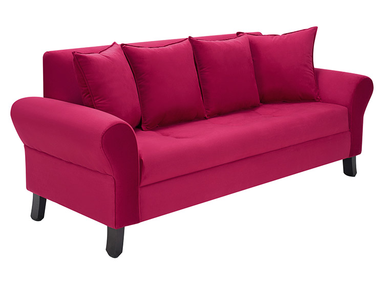 SET DE MUEBLES BODEVIR SOFÁ LUA 3 CUERPOS FELPA + 2 POUFS - 3