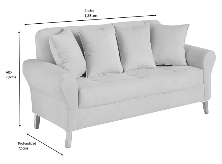 SET DE MUEBLES BODEVIR SOFÁ LUA 3 CUERPOS FELPA + 2 POUFS - 7