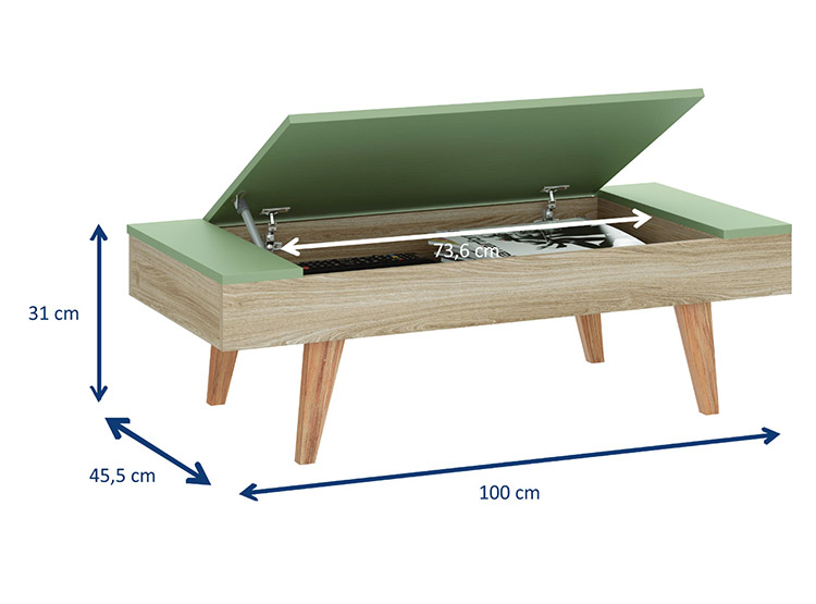 MESA DE CENTRO BE DESIGN LEAVES ALMACENAMIENTO NATURE VERDE - 3