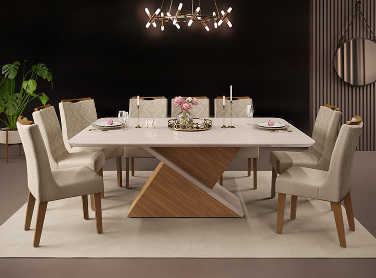 JUEGO DE COMEDOR DI PORETTI DESIGN STELA 8 SILLAS CRUDO - 7
