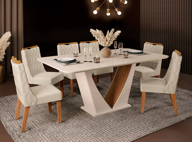 JUEGO DE COMEDOR ALTAVISION DALIA BIA CARVAL NEVE 6 SILLAS BLANCO - 2