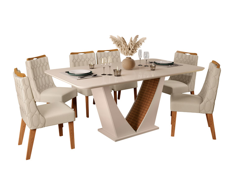 JUEGO DE COMEDOR ALTAVISION DALIA BIA CARVAL NEVE 6 SILLAS BLANCO - 1