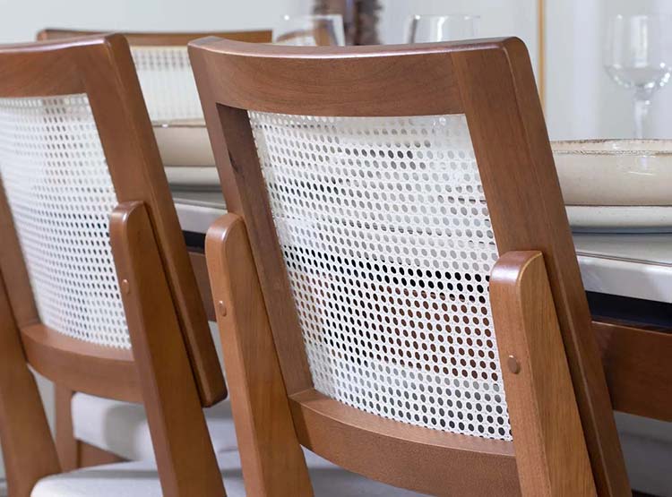 JUEGO DE COMEDOR DECOCASA ADDAR SAGA RATAN 1.6 6 SILLAS BLANCO - 7