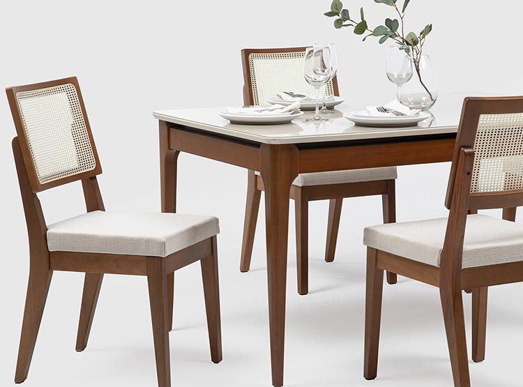 JUEGO DE COMEDOR DECOCASA ADDAR SAGA RATAN 1.35 4 SILLAS BLANCO - 8