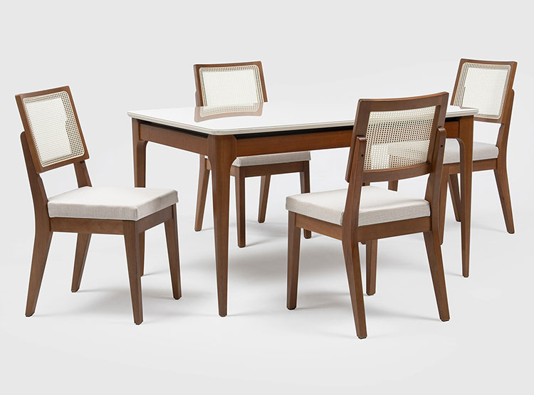 JUEGO DE COMEDOR DECOCASA ADDAR SAGA RATAN 1.35 4 SILLAS BLANCO - 1