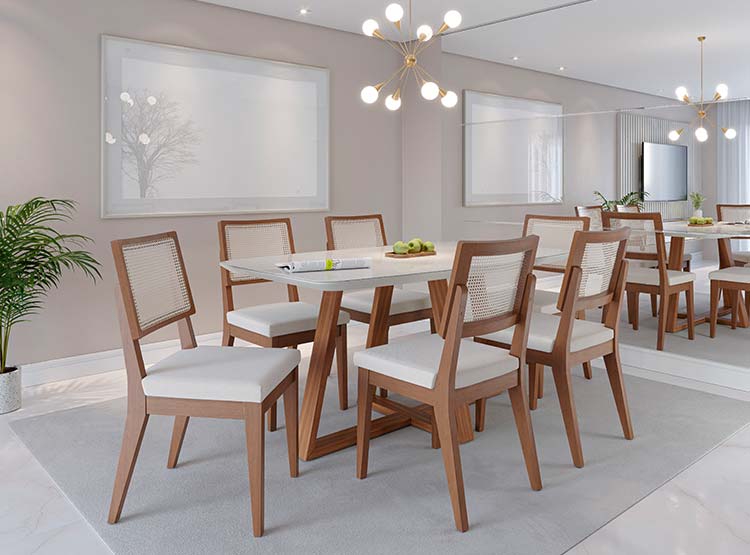JUEGO DE COMEDOR DECOCASA BENNET SAGA 6 SILLAS BLANCO - 6