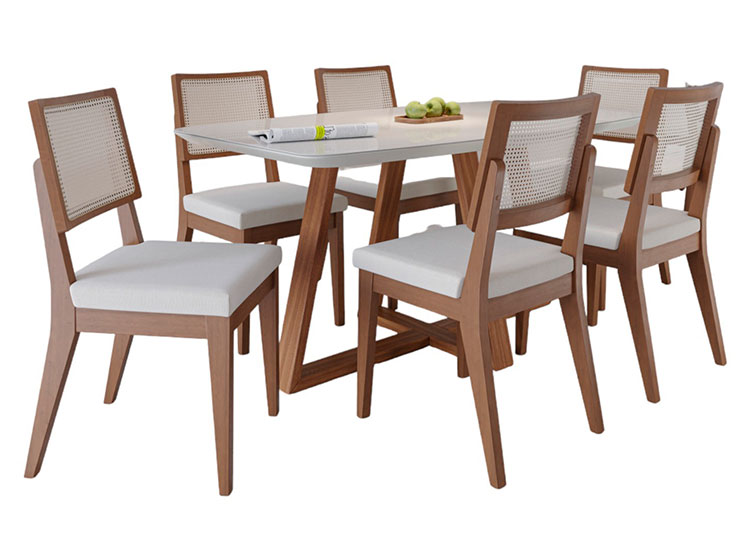 JUEGO DE COMEDOR DECOCASA BENNET SAGA 6 SILLAS BLANCO - 1