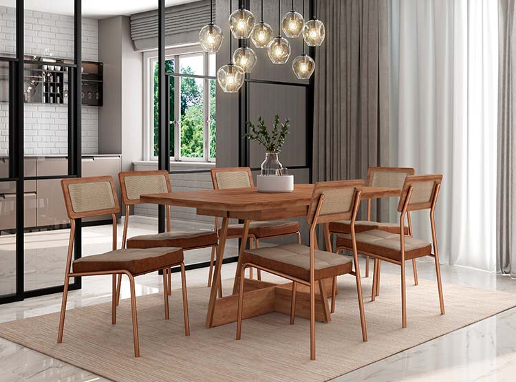 JUEGO DE COMEDOR ROCA ITAPARICA 6 SILLAS CAFÉ - 4