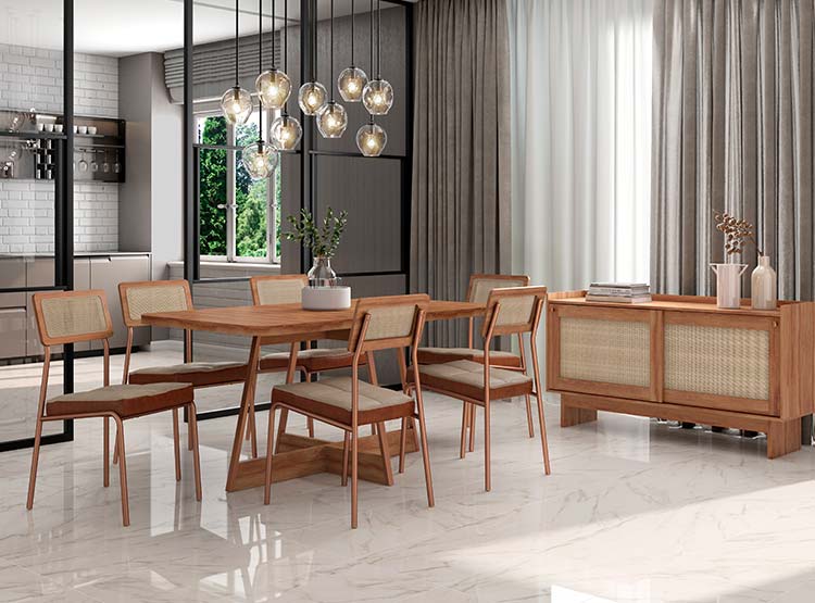 JUEGO DE COMEDOR ROCA ITAPARICA 6 SILLAS CAFÉ - 5