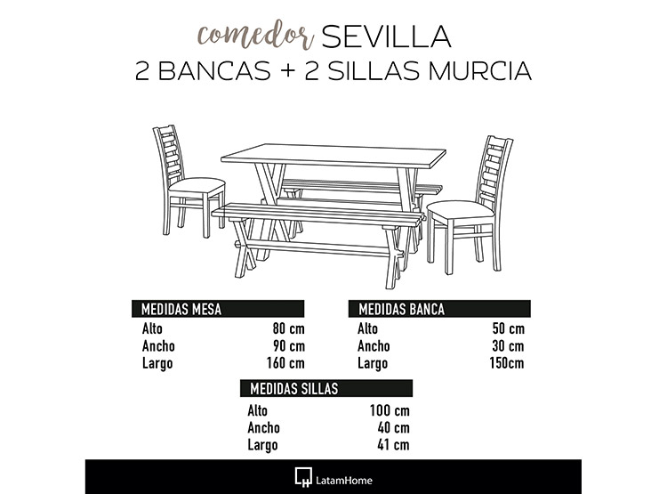 JUEGO DE COMEDOR LATAM HOME SEVILLA MURCIA TELA VELVET 4 SILLAS - 7
