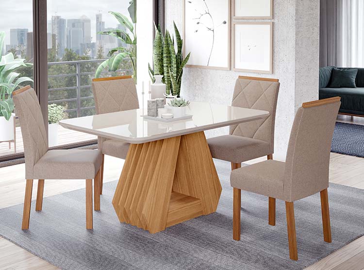 JUEGO DE COMEDOR DECOCASA ÁGATA FER LB 4 SILLAS CRUDO - 8
