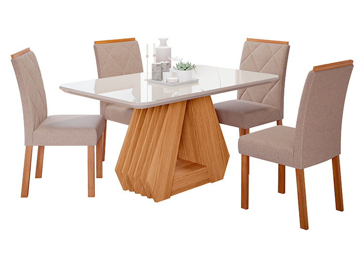 JUEGO DE COMEDOR DECOCASA ÁGATA FER LB 4 SILLAS CRUDO - 1