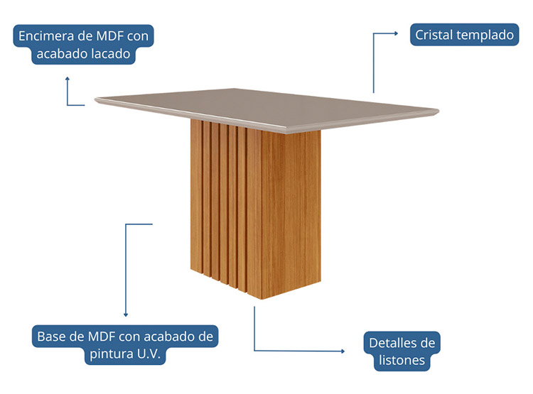 JUEGO DE COMEDOR DECOCASA ANA PAO LG 4 SILLAS CRUDO - 4