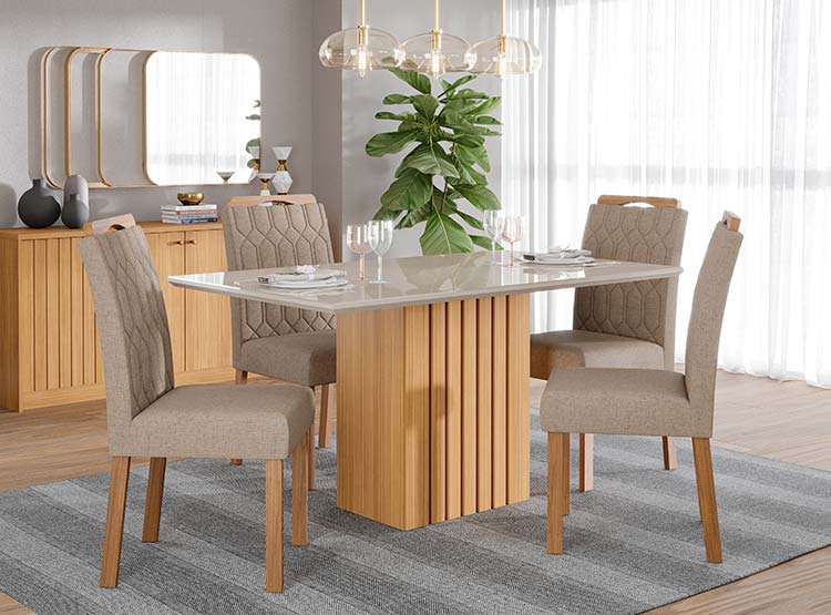 JUEGO DE COMEDOR DECOCASA ANA PAO LG 4 SILLAS CRUDO - 7