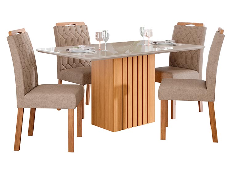JUEGO DE COMEDOR DECOCASA ANA PAO LG 4 SILLAS CRUDO - 1