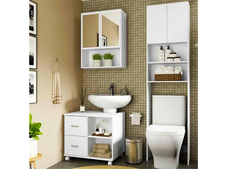 MUEBLE DE BAÑO BE DESIGN AÉREO SMART ESPEJO MDP 2 PUERTAS BLANCO - 6