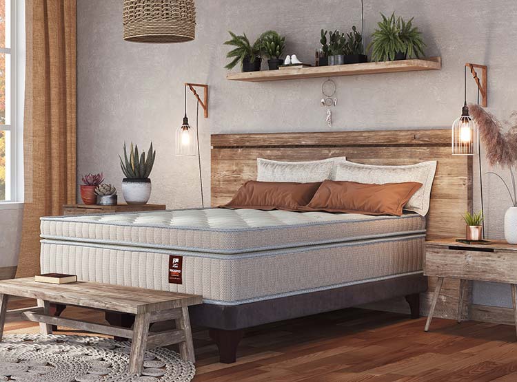 JUEGO DE DORMITORIO FLEX CAMA EUROPEA MÁXIMO COBRE BD KING + MUEBLES COLONIA + TEXTIL - 5