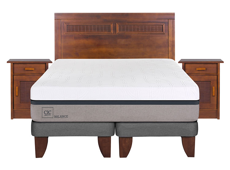 JUEGO DE DORMITORIO CIC CAMA EUROPEA BALANCE KING + MUEBLES MILAN - 1
