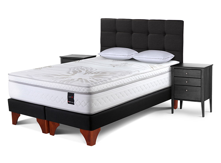CAMA EUROPEA ROSEN ART 4 2 PL B/D + MADERAS ISSEY GRAFITO + ALMOHADAS - 1
