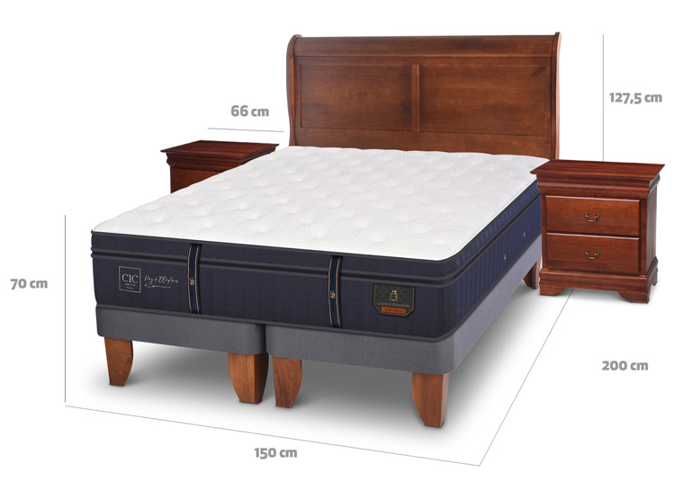 JUEGO DE DORMITORIO CIC CAMA EUROPEA GRAND PREMIUM KING + SET MIRO - 10