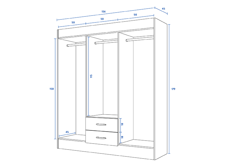CLOSET CIC TRANCURA 6 PUERTAS / 2 CAJONES 156 CM CEREZO - 5