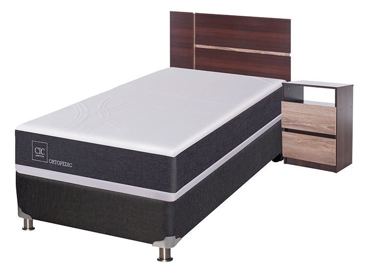 JUEGO DE DORMITORIO CIC CAMA BOX SPRING NEW ORTOPEDIC B5 1.5 PLAZAS NEGRO + SET ENIO - 2