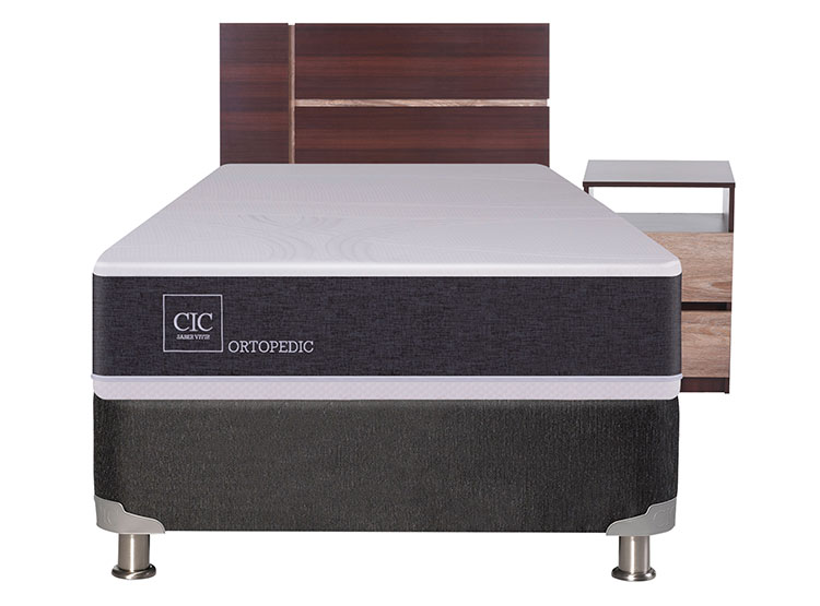 JUEGO DE DORMITORIO CIC CAMA BOX SPRING NEW ORTOPEDIC B5 1.5 PLAZAS NEGRO + SET ENIO - 1