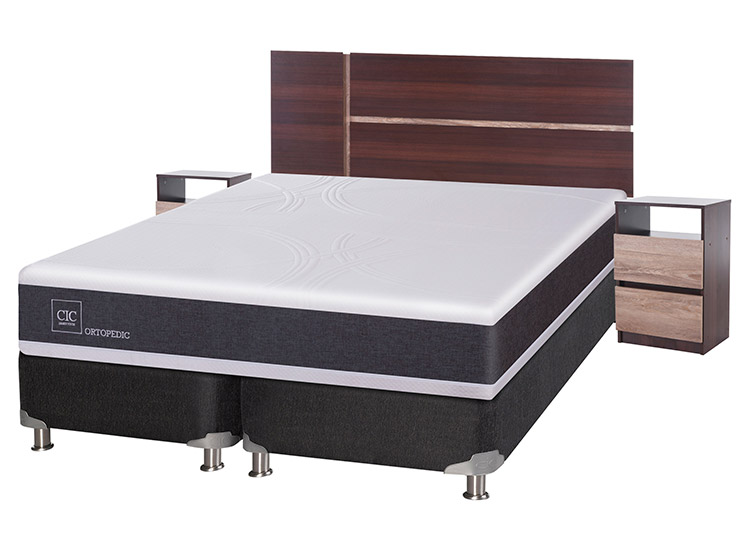 JUEGO DE DORMITORIO CIC CAMA BOX SPRING NEW ORTOPEDIC B5 BD 2 PLAZAS NEGRO + SET ENIO - 2