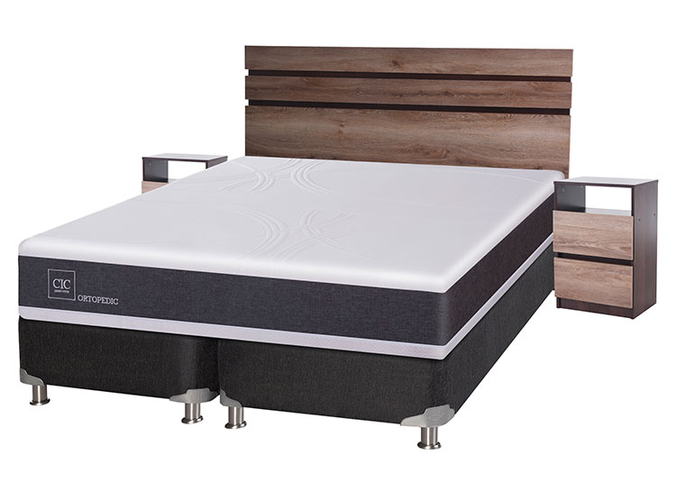 JUEGO DE DORMITORIO CIC CAMA BOX SPRING NEW ORTOPEDIC B5 BD KING NEGRO + SET ARES - 2