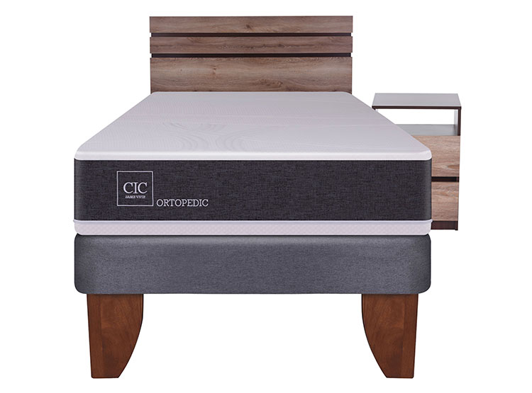 JUEGO DE DORMITORIO CIC CAMA EUROPEA NEW ORTOPEDIC 1.5 PLAZAS + RESPALDO + VELADOR - 1