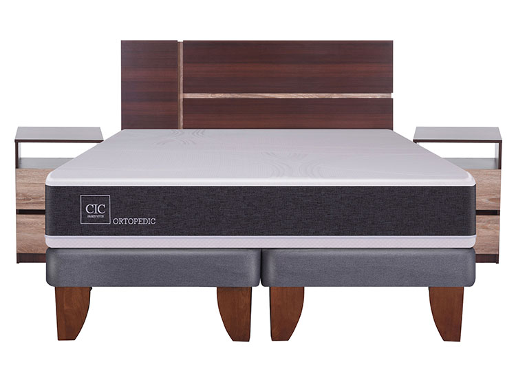 JUEGO DE DORMITORIO CIC CAMA EUROPEA NEW ORTOPEDIC KING + RESPALDO + VELADORES - 1