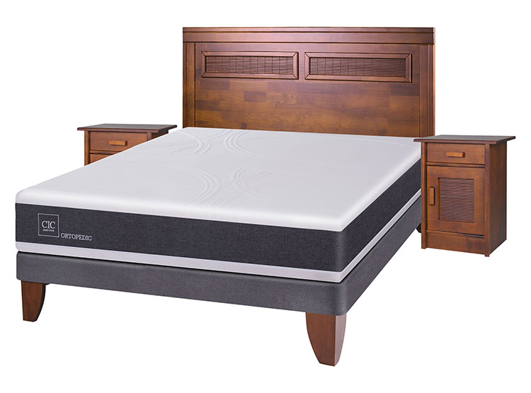 JUEGO DE DORMITORIO CIC CAMA EUROPEA NEW ORTOPEDIC BN 2 PLAZAS + MADERAS MILAN - 2
