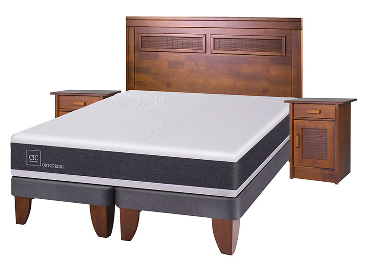 JUEGO DE DORMITORIO CIC CAMA EUROPEA NEW ORTOPEDIC BD KING + MADERAS MILAN - 2