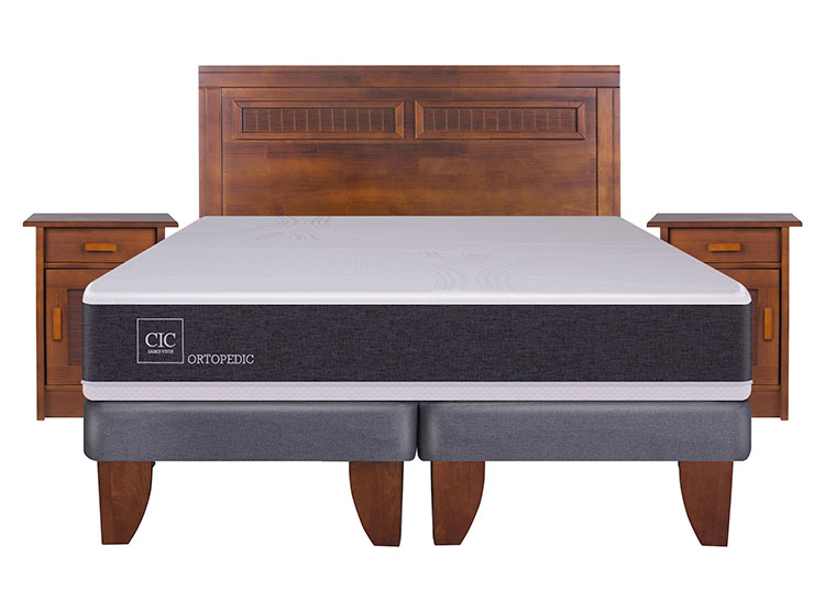 JUEGO DE DORMITORIO CIC CAMA EUROPEA NEW ORTOPEDIC BD KING + MADERAS MILAN - 1