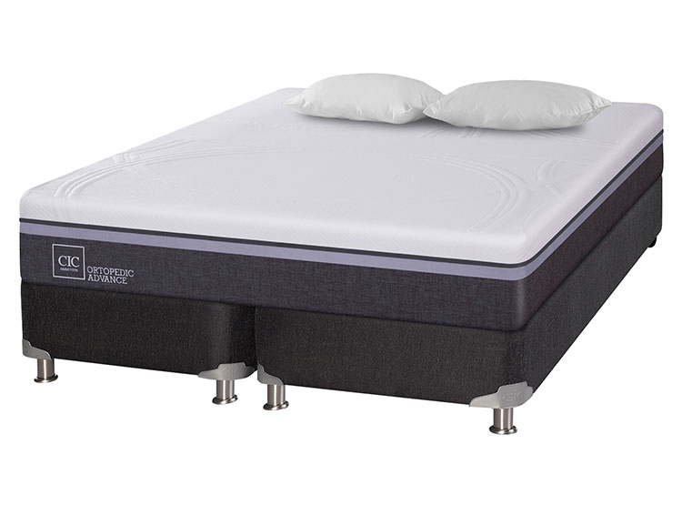 JUEGO DE DORMITORIO CIC CAMA BOX SPRING ORTOPEDIC ADVANCE B5 BD 2 PLAZAS NEGRO + ALMOHADAS - 2