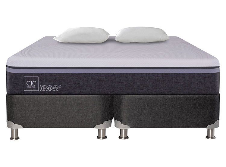 JUEGO DE DORMITORIO CIC CAMA BOX SPRING ORTOPEDIC ADVANCE B5 BD 2 PLAZAS NEGRO + ALMOHADAS - 1
