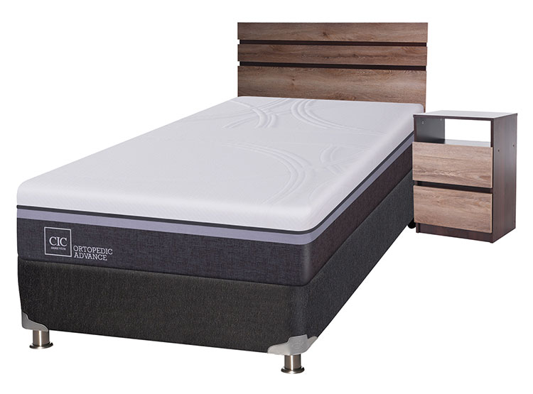 JUEGO DE DORMITORIO CIC CAMA BOX SPRING ORTOPEDIC ADVANCE B5 BN 1.5 PLAZAS NEGRO + SET ARES - 2