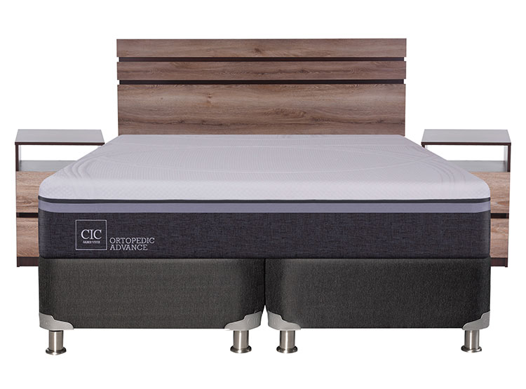 JUEGO DE DORMITORIO CIC CAMA BOX SPRING ORTOPEDIC ADVANCE B5 BD KING NEGRO + SET ARES - 1