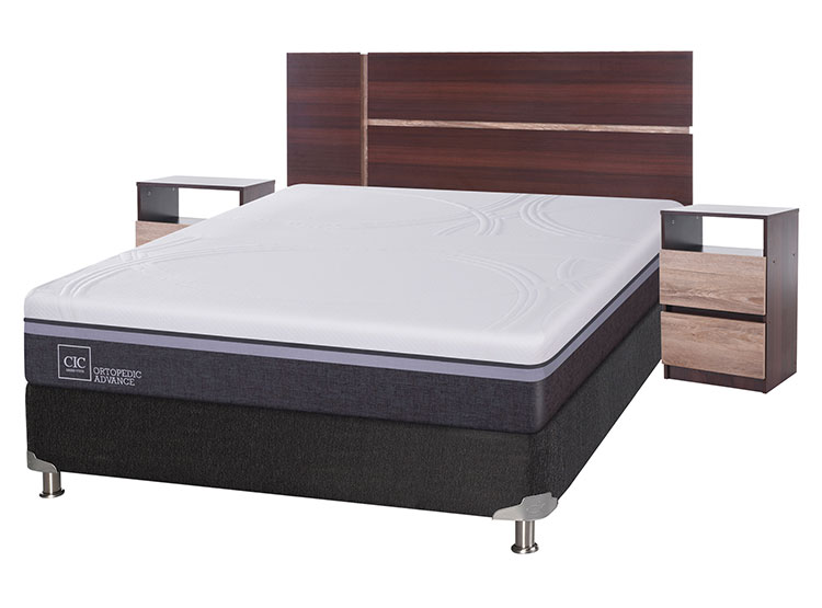 JUEGO DE DORMITORIO CIC CAMA BOX SPRING ORTOPEDIC ADVANCE B5 BN 2 PLAZAS NEGRO + SET ENIO - 2