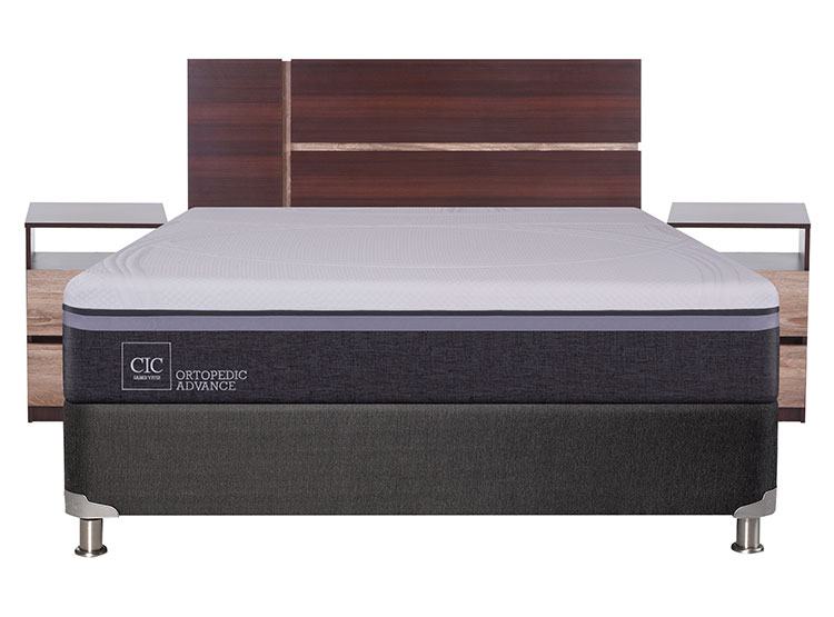 JUEGO DE DORMITORIO CIC CAMA BOX SPRING ORTOPEDIC ADVANCE B5 BN 2 PLAZAS NEGRO + SET ENIO - 1
