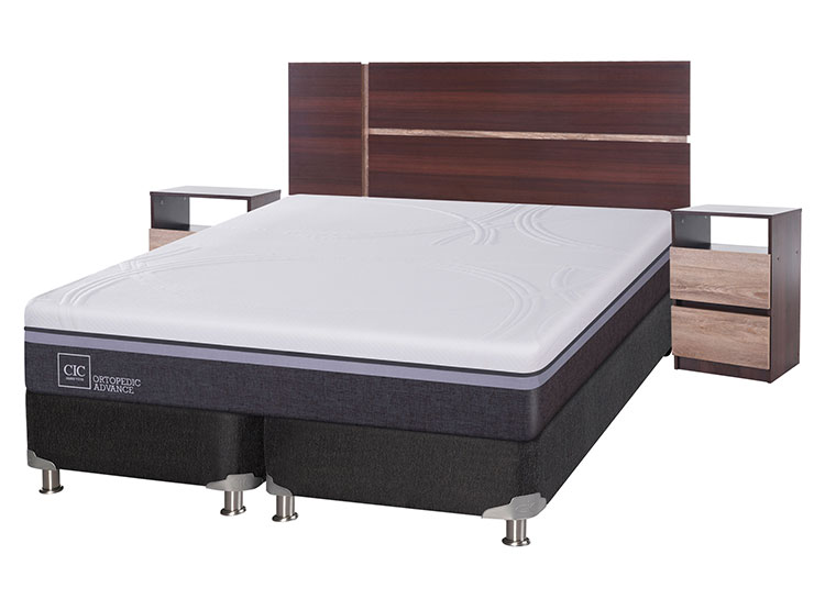 JUEGO DE DORMITORIO CIC CAMA BOX SPRING ORTOPEDIC ADVANCE B5 BD 2 PLAZAS NEGRO + SET ENIO - 2