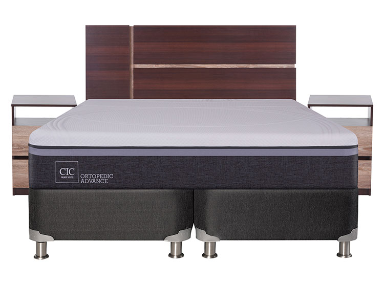 JUEGO DE DORMITORIO CIC CAMA BOX SPRING ORTOPEDIC ADVANCE B5 BD 2 PLAZAS NEGRO + SET ENIO - 1
