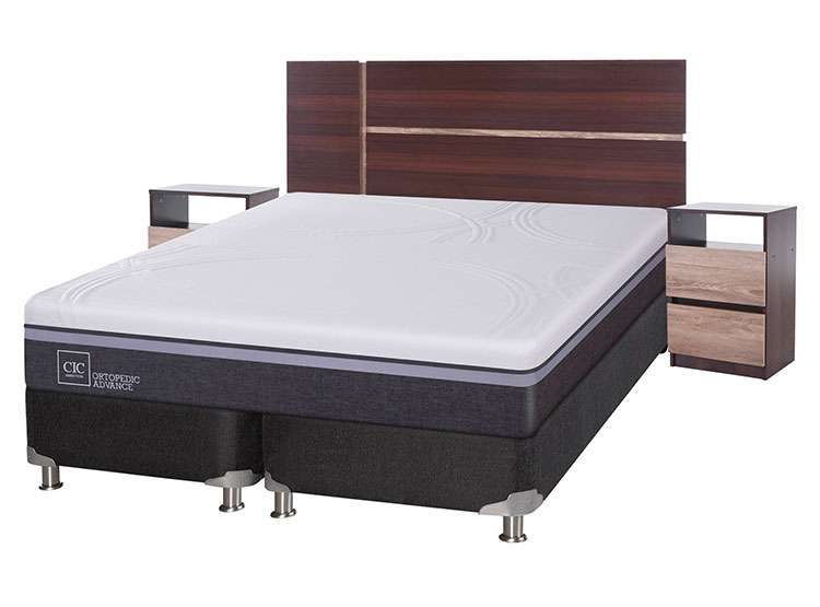 JUEGO DE DORMITORIO CIC CAMA BOX SPRING ORTOPEDIC ADVANCE B5 BD KING NEGRO + SET ENIO - 2