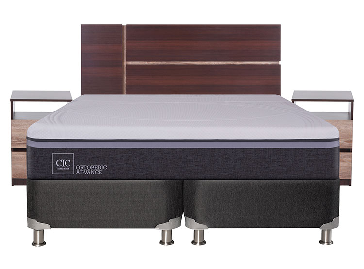 JUEGO DE DORMITORIO CIC CAMA BOX SPRING ORTOPEDIC ADVANCE B5 BD KING NEGRO + SET ENIO - 1