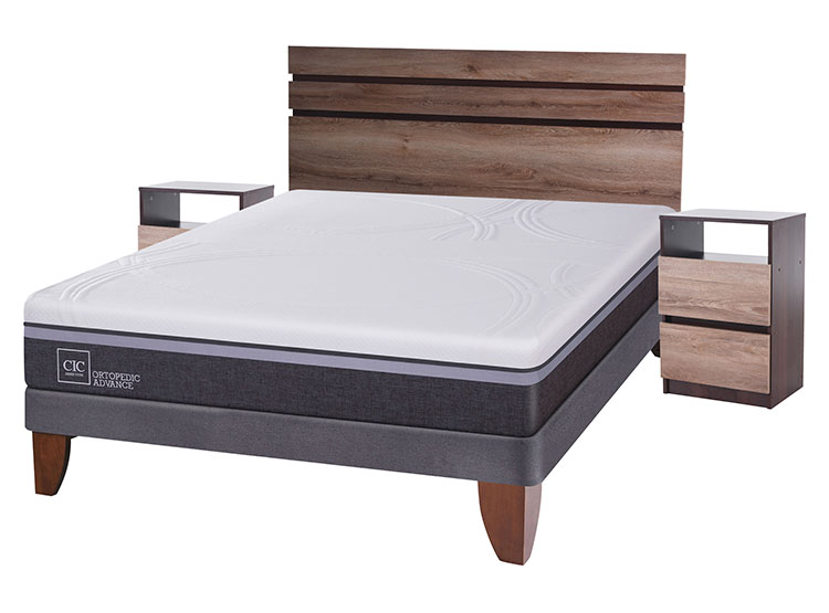 JUEGO DE DORMITORIO CIC CAMA EUROPEA ORTOPEDIC ADVANCE ADVAN BN 2 PLAZAS + MADERAS ARES - 2