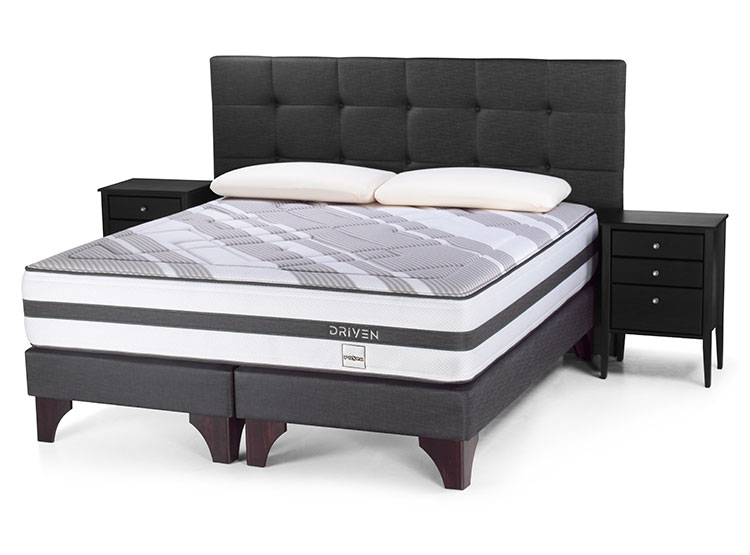 BOX SPRING ROSEN DRIVEN 2 PLAZAS + ALMOHADAS + RESPALDO + VELADORES - 1
